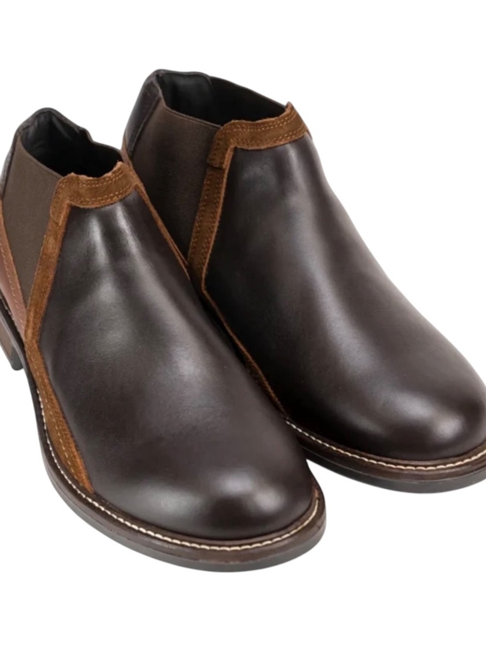 Naot Men's Business Ankle Boot Roast Saddle Seal Suede Brown Stretch Slip On NEW